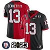 Stetson Bennett Jersey #13 Georgia Bulldogs Football 2023 and Vince Dooley Patch Split Red Black All Stitched