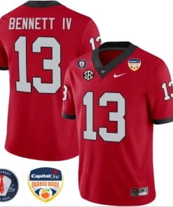 Stetson Bennett Jersey #13 Georgia Bulldogs Orange Bowl Patch Football Stitched Red