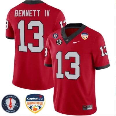 Stetson Bennett Jersey #13 Georgia Bulldogs Orange Bowl Patch Football Stitched Red