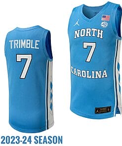 Seth Trimble Jersey #7 North Carolina Tar Heels Replica College Basketball 2023-24 Blue