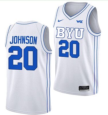 Spencer Johnson Jersey #20 BYU Cougars College Basketball Jersey 2022-23 White
