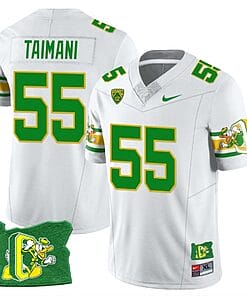 Sam Taimani Jersey #55 Oregon Ducks ‘Mighty Oregon’ Throwback Football Oregon State White