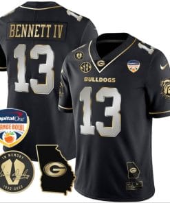 Stetson Bennett Jersey #13 Georgia Bulldogs Vapor Limited Orange Bowl Patch White Black Limited