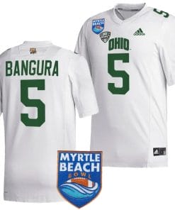 Sieh Bangura Jersey #5 Ohio Bobcats 2023 Myrtle Beach Bowl Patch MVP Football White