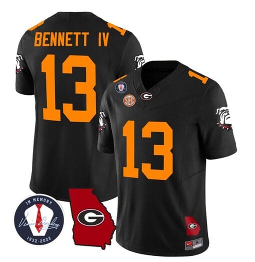 Stetson Bennett Jersey #13 Georgia Bulldogs Football Black Orange All Stitched