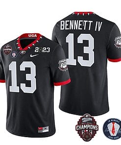 Stetson Bennett Jersey #13 Georgia Bulldogs Football 2023 Champions and Vince Dooley Patch Black All Stitched