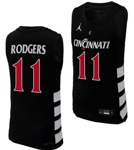 Sam Rodgers Jersey #11 Cincinnati Bearcats College Basketball Replica 2023-24 Black