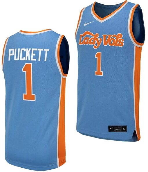 Sara Puckett Jersey #1 Tennessee Lady Vols Replica College Basketball Blue Uniform