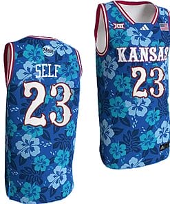Self Jersey #23 Kansas Jayhawks Bill Self Game College Basketball Blue Maui Strong
