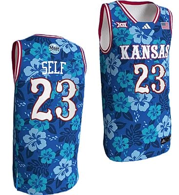 Self Jersey #23 Kansas Jayhawks Bill Self Game College Basketball Blue Maui Strong