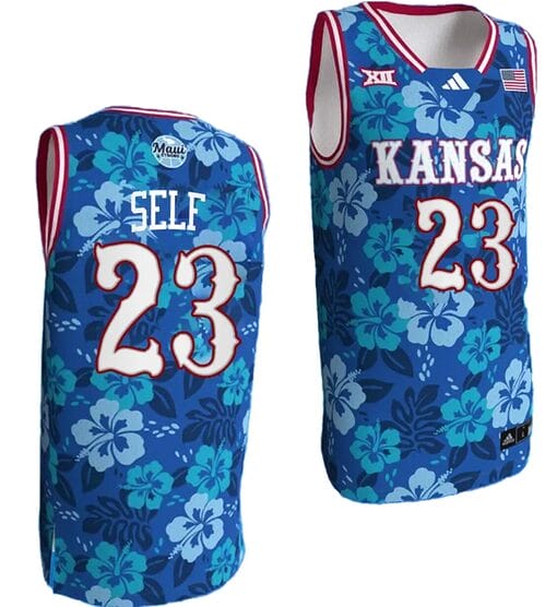 Self Jersey #23 Kansas Jayhawks Bill Self Game College Basketball Blue Maui Strong