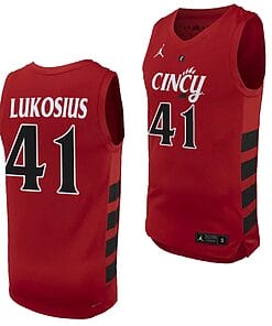 Simas Lukosius Jersey #41 Cincinnati Bearcats College Basketball Replica 2023-24 Red