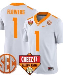 Trevon Flowers Jersey #1 Tennessee Volunteers Football Cheez It Citrus Bowl Patch White