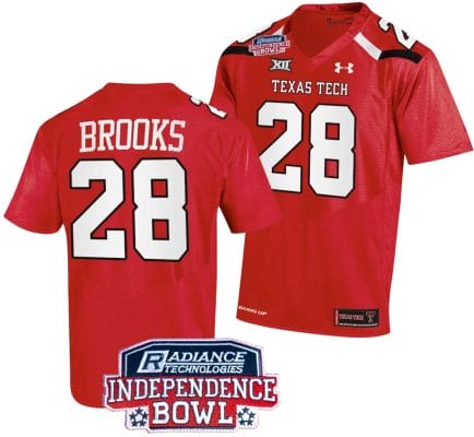 Tahj Brooks Jersey #28 Texas Tech Red Raiders Independence Bowl Patch Football 2023 Red