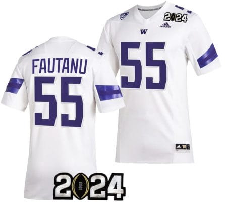 Troy Fautanu Jersey #55 Washington Huskies 2024 College Football Playoff National Championship White
