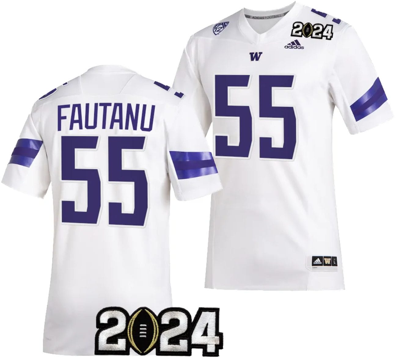 Troy Fautanu Jersey #55 Washington Huskies 2024 College Football Playoff National Championship White