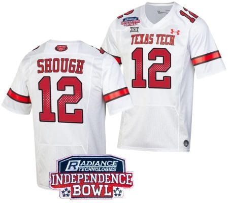 Tyler Shough Jersey #12 Texas Tech Red Raiders Independence Bowl Patch Football 2023 White