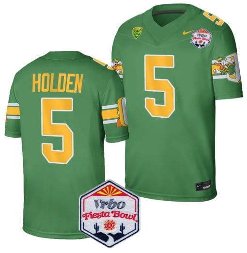 Traeshon Holden Jersey #5 Oregon Ducks Fiesta Bowl Patch 2024 Football Playoff Green