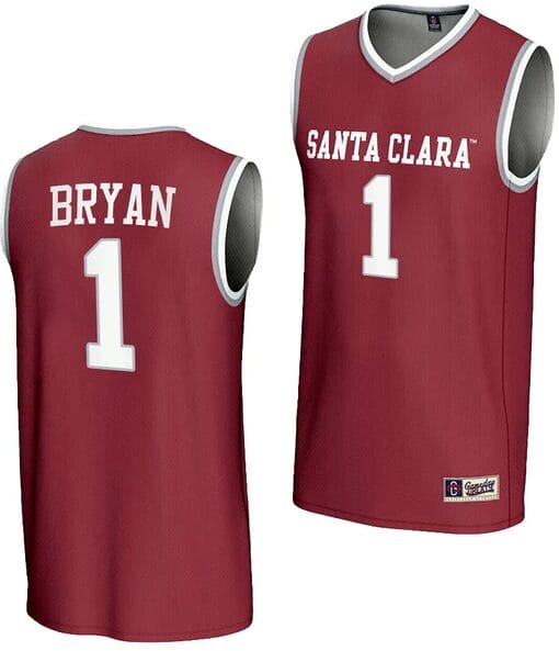Tyeree Bryan Jersey #1 Santa Clara Broncos Basketball NIL Lightweight Maroon