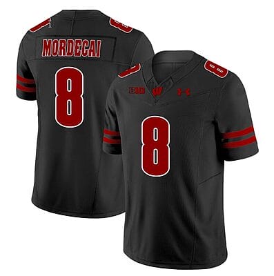 Tanner Mordecai Jersey #8 Wisconsin Badgers Vapor Limited College Football Black