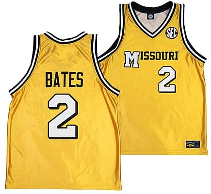 Tamar Bates Jersey #2 Missouri Tigers Alternate Basketball Throwback Legacy Uniform Gold
