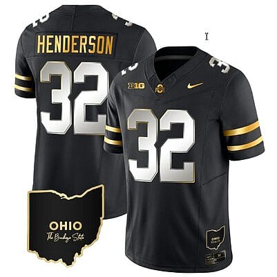 Treveyon Henderson Jersey #32 Ohio State Buckeyes College Football Stitched Vapor Limited Gold Ohio Patch Black Limited