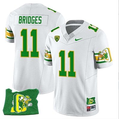 Trikweze Bridges Jersey #11 Oregon Ducks ‘Mighty Oregon’ Throwback Football Oregon State White
