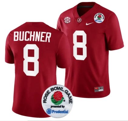 Tyler Buchner Jersey #8 Alabama Crimson Tide Rose Bowl Game 2024 Patch College Football Playoff Crimson