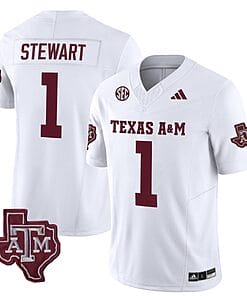 Texas A&M Aggies Evan Stewart Jersey #1 Vapor Limited College Football White