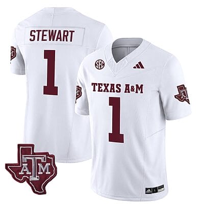 Texas A&M Aggies Evan Stewart Jersey #1 Vapor Limited College Football White