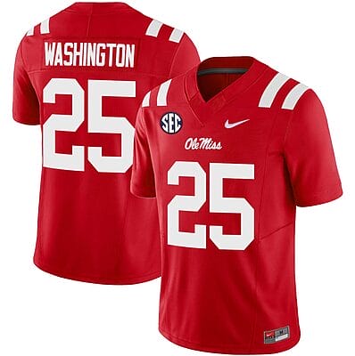 Trey Washington Jersey #25 Ole Miss Rebels Football Vapor Limited All Stitched Red