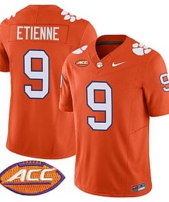 Travis Etienne Jersey #9 Clemson Tigers Vapor Limited Acc Patch College Football Stitched Orange