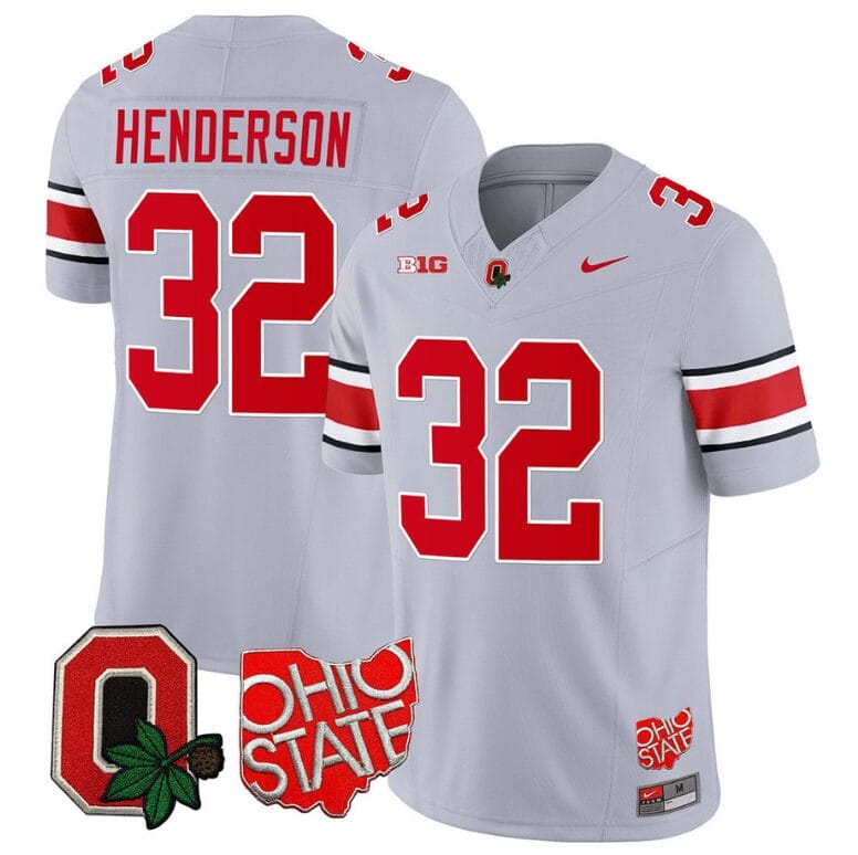 Treveyon Henderson Jersey #32 Ohio State Buckeyes College Football Stitched Logo Patch Gray