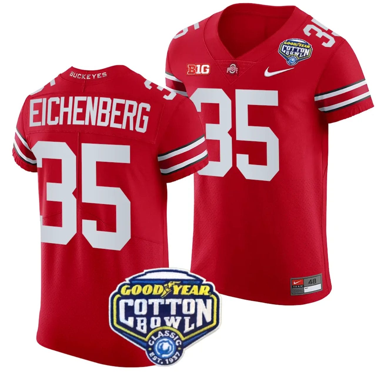 Tommy Eichenberg Jersey #35 Ohio State Buckeyes Cotton Bowl Patch 2023 Football Scarlet