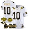 Tom Brady Jersey #9 Michigan Wolverines 2023 Big Ten Back to Back Champions Patch Stitched White Gold