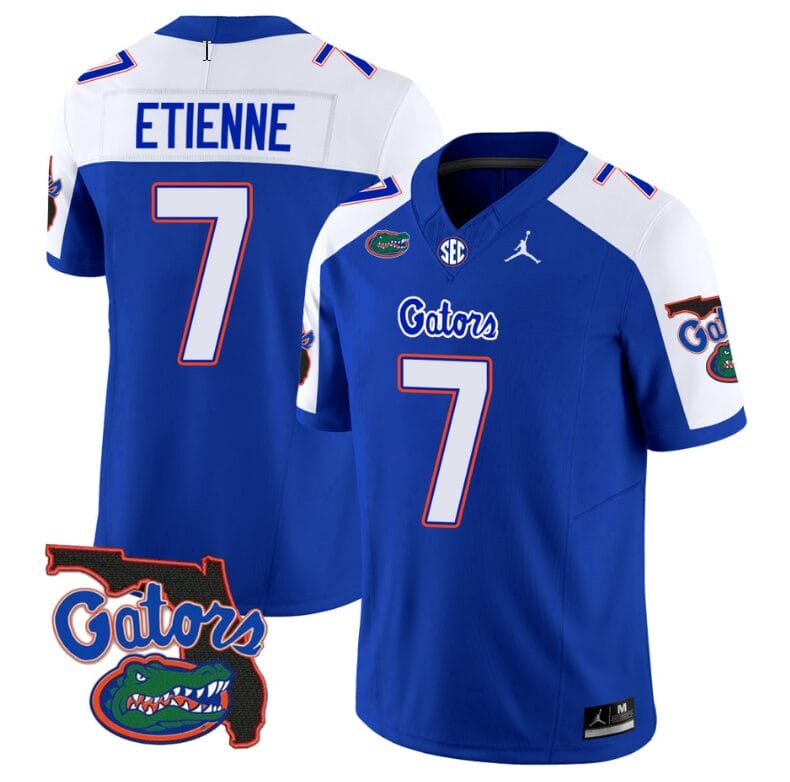 Trevor Etienne Jersey #7 Florida Gators Vapor Limited Florida Map College Football Royal Alternate