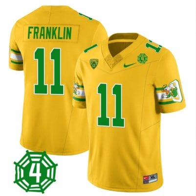Troy Franklin Jersey #11 Oregon Ducks Honor Spencer Webb Patch Football Yellow