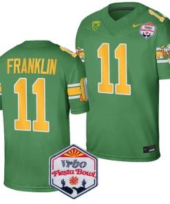 Troy Franklin Jersey #11 Oregon Ducks Fiesta Bowl Patch 2024 Football Playoff Green