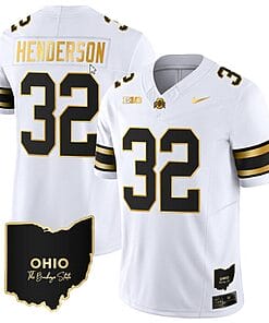 Treveyon Henderson Jersey #32 Ohio State Buckeyes College Football Stitched Vapor Limited Gold Ohio Patch White Gold