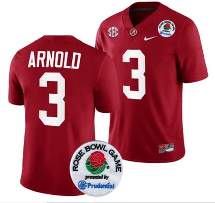Terrion Arnold Jersey #3 Alabama Crimson Tide Rose Bowl Game 2024 Patch College Football Playoff Crimson