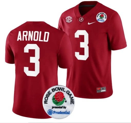 Terrion Arnold Jersey #3 Alabama Crimson Tide Rose Bowl Game 2024 Patch College Football Playoff Crimson