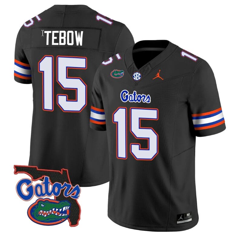 Tim Tebow Jersey #15 Florida Gators Vapor Limited Florida Map College Football Black