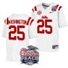 Trey Washington Jersey #25 Ole Miss Rebels Peach Bowl Patch 2024 College Football White