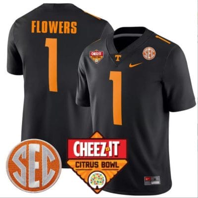 Trevon Flowers Jersey #1 Tennessee Volunteers Football Cheez It Citrus Bowl Patch Black