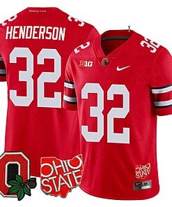 Treveyon Henderson Jersey #32 Ohio State Buckeyes College Football Stitched Logo Patch Scarlet