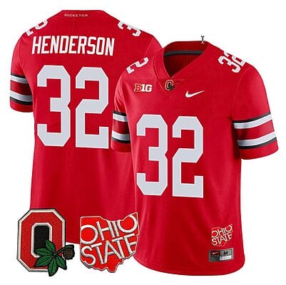 Treveyon Henderson Jersey #32 Ohio State Buckeyes College Football Stitched Logo Patch Scarlet