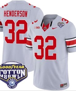 TreVeyon Henderson Jersey #32 Ohio State Buckeyes Cotton Bowl Patch Vapor Football Gray