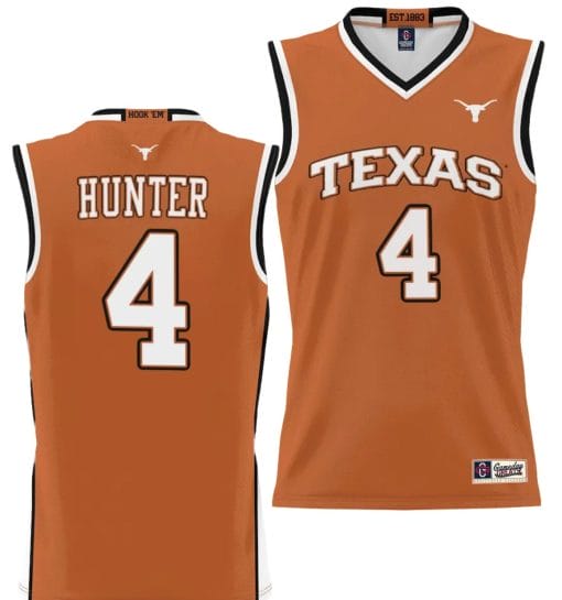 Tyrese Hunter Jersey #4 Texas Longhorns NIL College Basketball Lightweight Orange