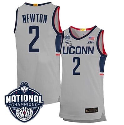 Tristen Newton Jersey #2 UConn Huskies 2023 National Champions College Basketball Gray