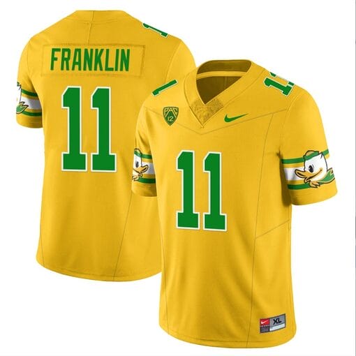 Troy Franklin Jersey #11 Oregon Ducks ‘Mighty Oregon’ Throwback College Football Uniforms Yellow